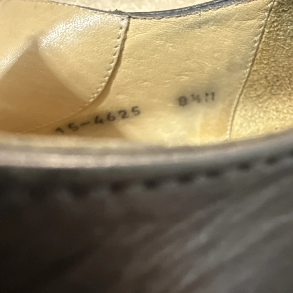 Vtg Mens 8.5 Dress Shoes Black‎ Woven Leather Cap Toe Lace Up Old Money Preppy
